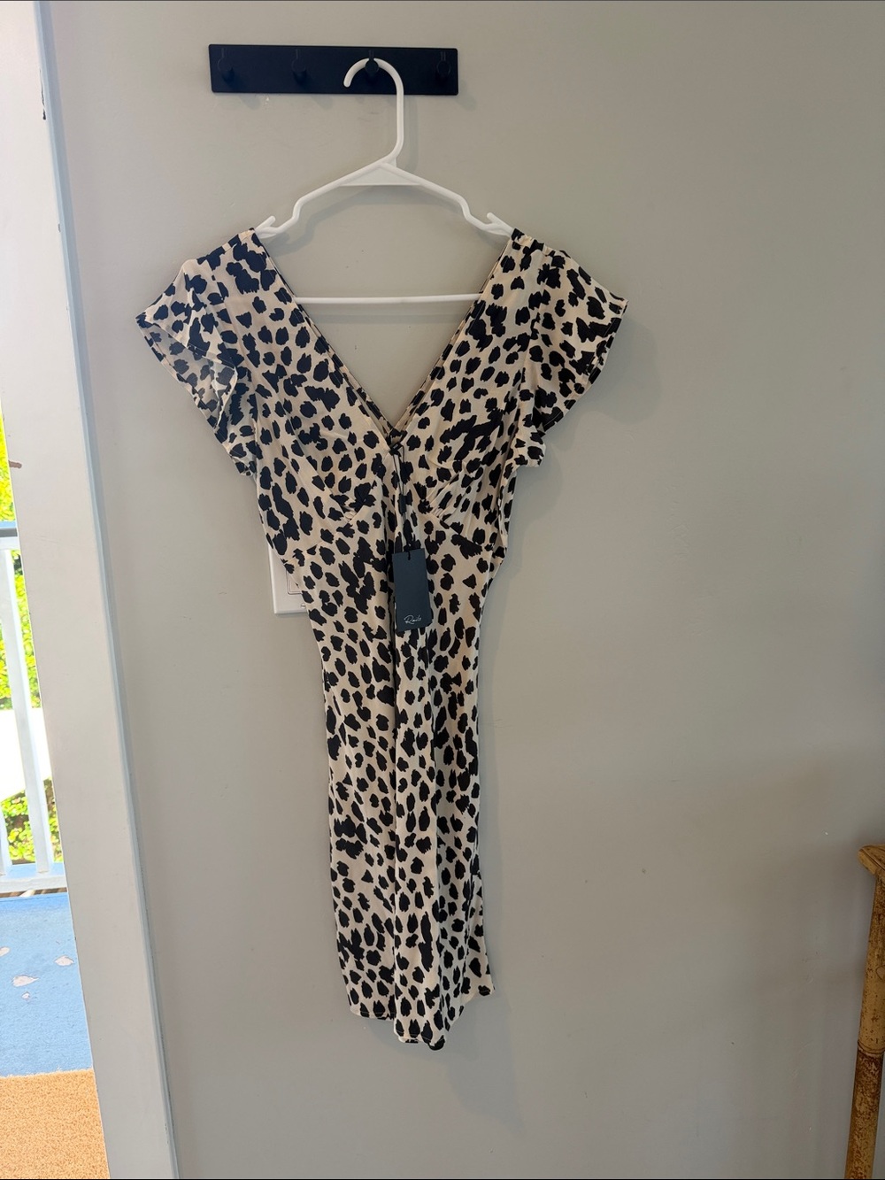 Women's Black and Cream Leopard Print V-Neck Dress Gigi Taupe